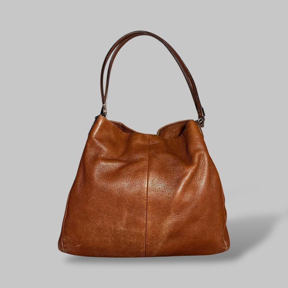 Vintage Coach Large Brown Pebbled Leather Shoulder Hobo Bag – Slouchy Tote Style - Picture 2 of 9